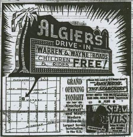 Algiers Drive-In Theatre - Algiers Drive-In Grand Opening Newspaper Ad August 15 1956 (newer photo)